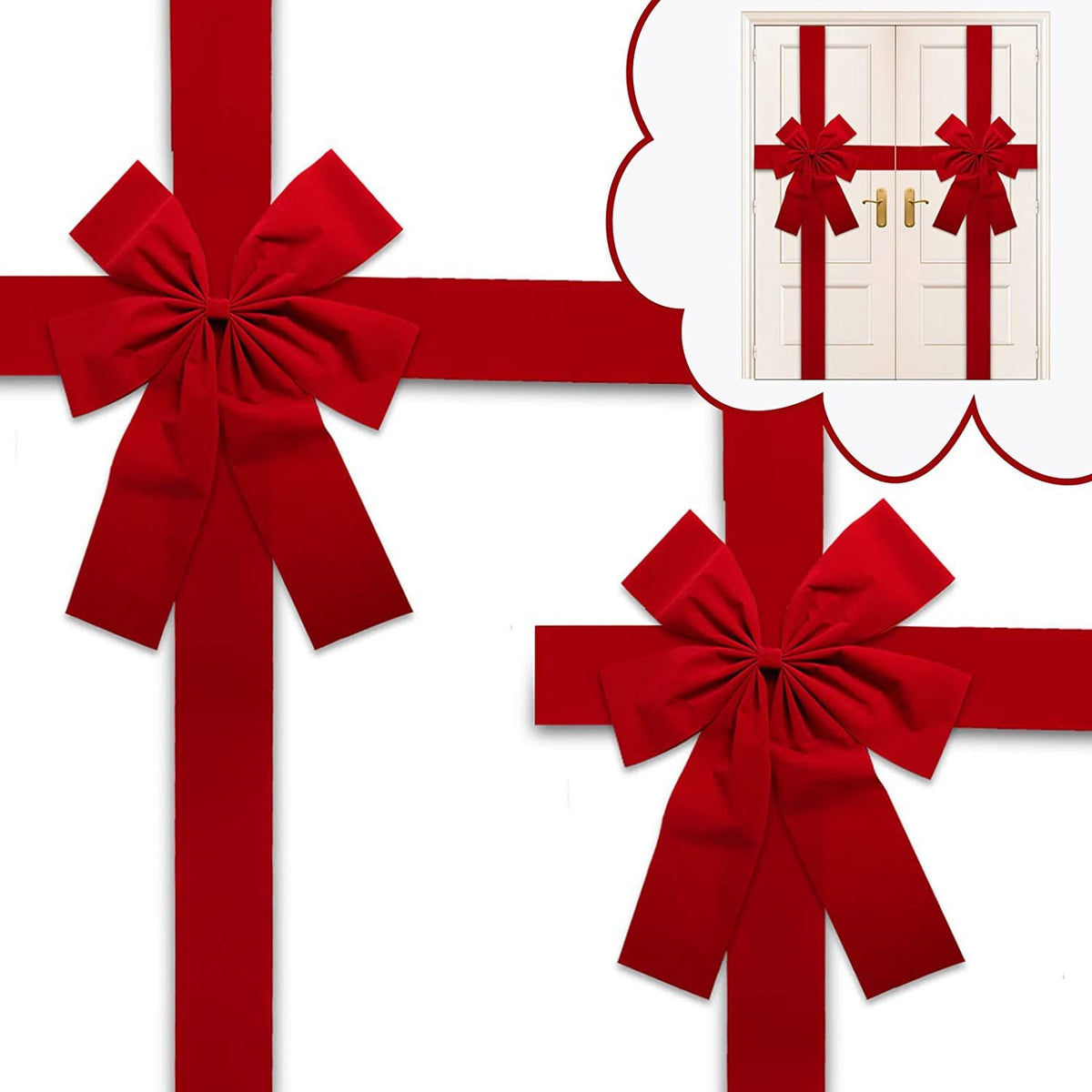Christmas Red Door Hanging Ribbon